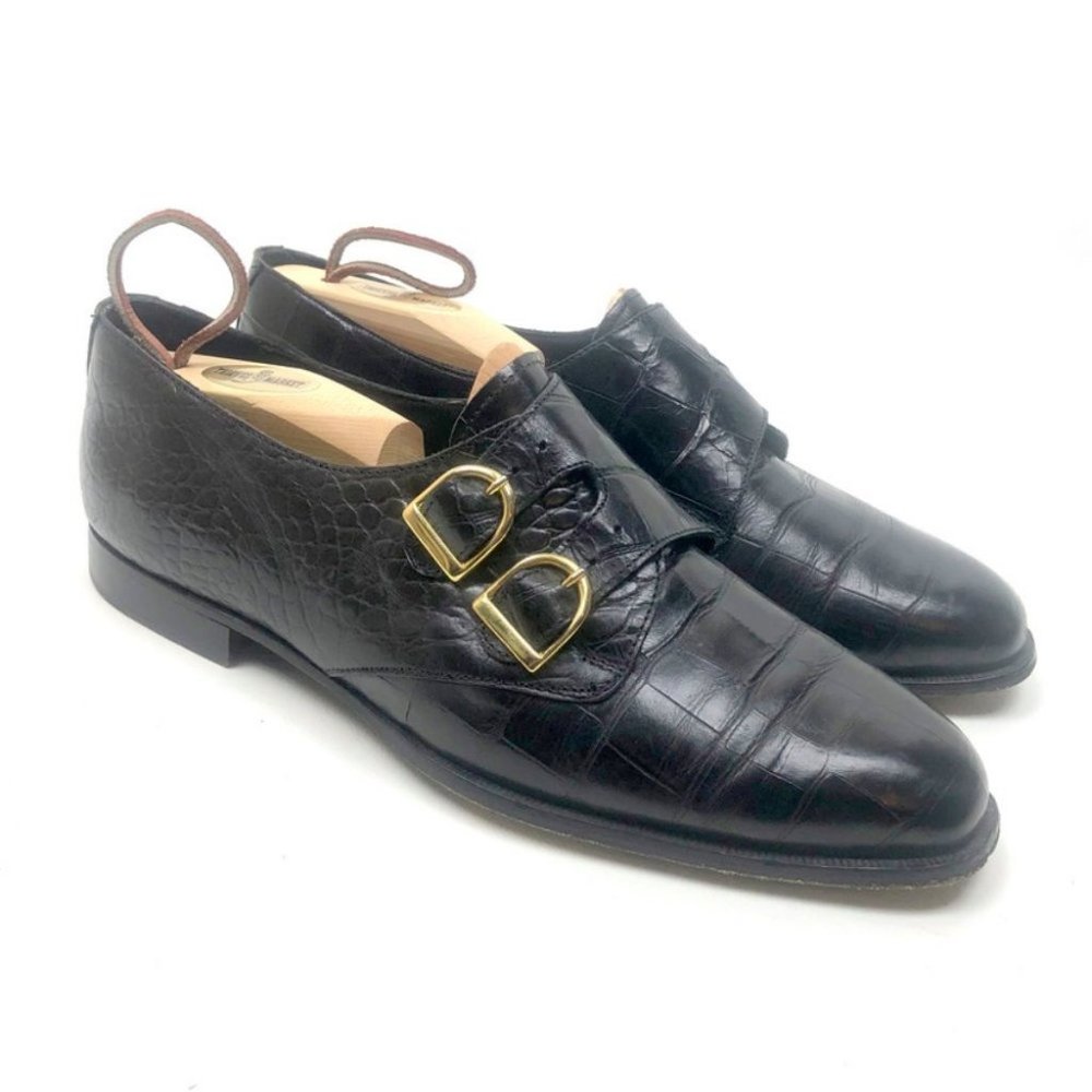 San Remo Italy 981 Black Crock Men's Oxford Sz 10